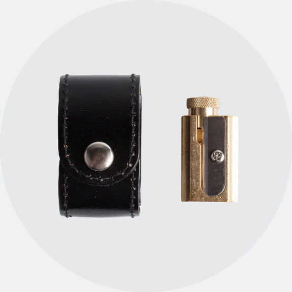 Brass Sharpener with Leather case <br> 黃銅筆刨連皮套